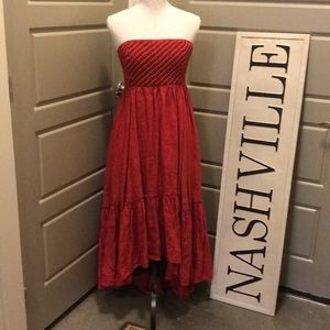 EUC FREE PEOPLE CORAL BEADED STRAPLESS GOWN.